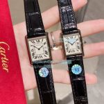 Replica Cartier Tank Louis White Dial Black Leather Quartz Watch 